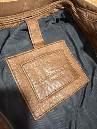 Cazadora Cuero Massimo Dutti Marrón