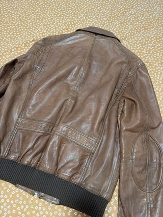 Cazadora Cuero Massimo Dutti Marrón