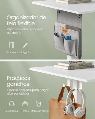 Escritorio Eléctrico Ajustable en Altura, 60 X 120 X (72-120) Cm, Mesa Ajustable de Forma Continua, Función de Memoria con 4 Alturas, Blanco Nube LSD172W01