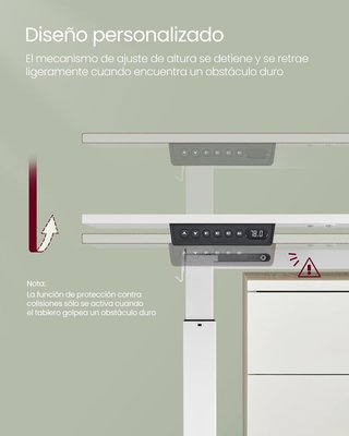 Escritorio Eléctrico Ajustable en Altura, 60 X 120 X (72-120) Cm, Mesa Ajustable de Forma Continua, Función de Memoria con 4 Alturas, Blanco Nube LSD172W01