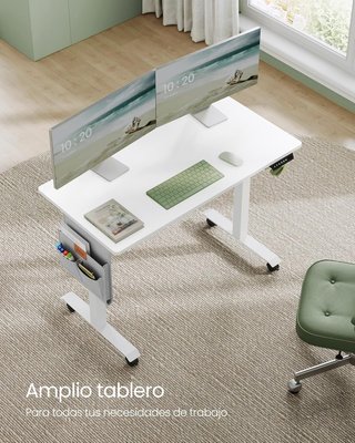 Escritorio Eléctrico Ajustable en Altura, 60 X 120 X (72-120) Cm, Mesa Ajustable de Forma Continua, Función de Memoria con 4 Alturas, Blanco Nube LSD172W01