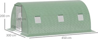 Invernadero de Jardín y Huerto 4.5X3X2M con Cubierta de PE, Invernadero para Plantas con Puerta y Ventanas Enrollables, Verde