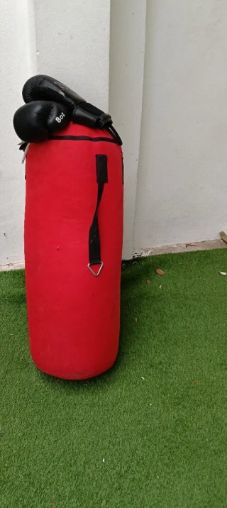 Saco de boxeo y guantes para niño