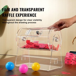 Tambor de Rifa Acrílico, Capacidad para 2500 Boletos o 100 Pelotas de Rifa, Jaula Profesional para Girar Boletos de Rifa con 2 Llaves, Sorteo Transparente de Lotería, Caja de Boletos de Rifa para ...