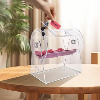 Tambor de Rifa Acrílico, Capacidad para 2500 Boletos o 100 Pelotas de Rifa, Jaula Profesional para Girar Boletos de Rifa con 2 Llaves, Sorteo Transparente de Lotería, Caja de Boletos de Rifa para ...