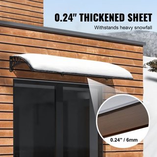 Toldo para Ventana y Puerta 40" x 40", Policarbonato UPF 50+ para Entrada Exterior, Toldo de Sobrepuerta para Protección Solar, UV, Lluvia, Nieve, Hoja Hueca
