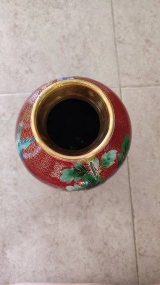 Jarrón Cloisonné Peonías Cerámica