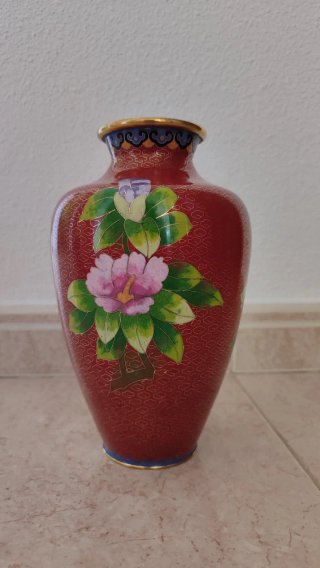 Jarrón Cloisonné Peonías Cerámica