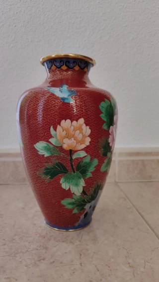 Jarrón Cloisonné Peonías Cerámica