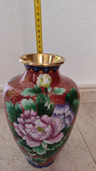 Jarrón Cloisonné Peonías Cerámica