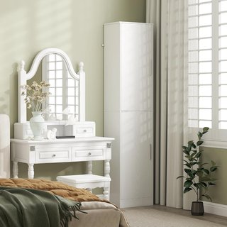 Mobile da Bagno con 2 Armadietti e Porte, Colonna da Bagno Salvaspazio con Ripiani Regolabili, per Soggiorno, Sala, Salone, Cucina, 40X35X180 Cm, Bianco