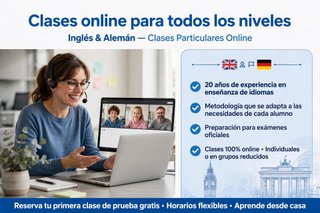 Clases on-line de inglés y alemán.