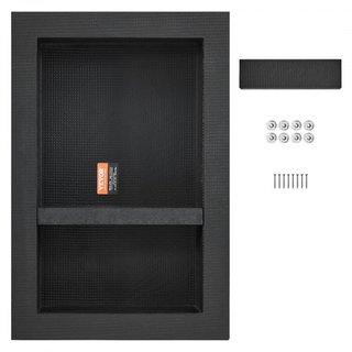 Nicho de Ducha Listo para Azulejos 40.64 x 60.96 cm, Organizador de Doble Estante, Nicho Recesado de Esquinas Cuadradas Insertado en la Pared, Protección Sellada Nicho Moderno para Almacenamiento ...