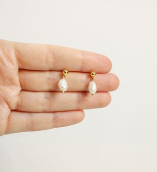 Orecchini Argento Placcato Oro Perle Fiume