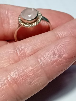 Anillo Plata Ley cuarzo rosa