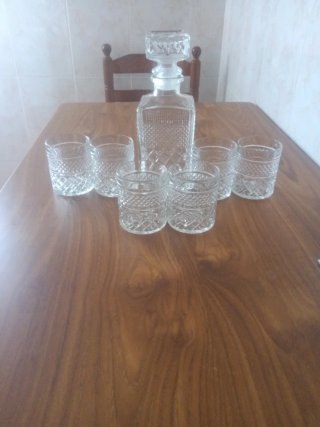 Juego Botella Whisky y 6 Vasos Cristal
