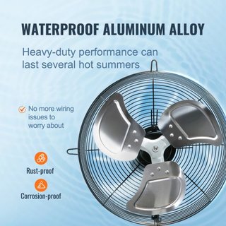 Ventilador de Escape con Persiana, 305 mm de Alta Velocidad 1400RPM 1084 CFM, Ventilador de Ático Montado en Pared de Aluminio con Motor de CA, Ventilación y Enfriamiento para Invernaderos, Garaje...