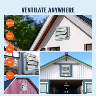 Ventilador de Escape con Persiana, 305 mm de Alta Velocidad 1400RPM 1084 CFM, Ventilador de Ático Montado en Pared de Aluminio con Motor de CA, Ventilación y Enfriamiento para Invernaderos, Garaje...