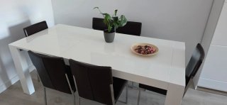 Mesa Comedor extensible lacada blanco brillo