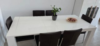 Mesa Comedor extensible lacada blanco brillo
