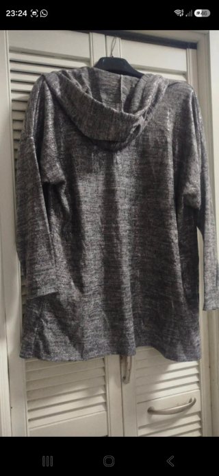 Cardigan lungo in viscosa metallizzato grigio