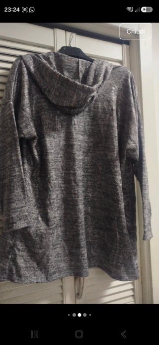 Cardigan lungo in viscosa metallizzato grigio
