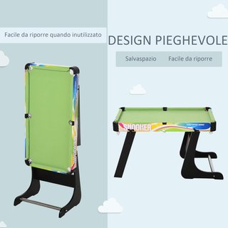 Mesa De Juego 4 en 1 para Futbolín, Billar, Air Hockey y Ping Pong con Accesorios Incluidos, Mesa Multijuego Plegable en MDF y Plástico, Multicolor