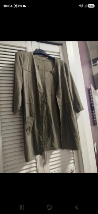 Cardigan lungo effetto scamosciato verde oliva