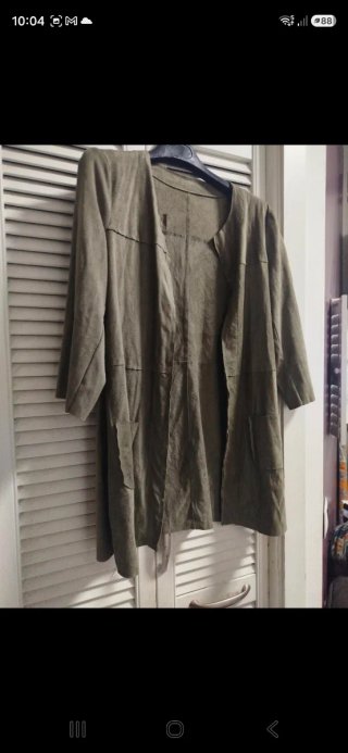 Cardigan lungo effetto scamosciato verde oliva