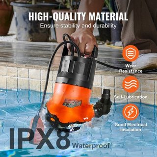 Bomba de Agua Sumergible Bomba de Sump 400W 2510 GPH/9506 LPH 26 ft/7.9 m de Altura