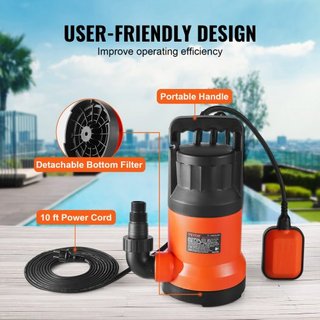 Bomba de Agua Sumergible Bomba de Sump 400W 2510 GPH/9506 LPH 26 ft/7.9 m de Altura