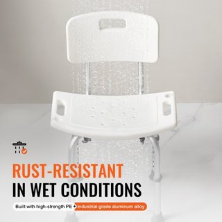 Silla de Ducha, Asiento de Ducha con Respaldo, Taburete de Ducha de Altura Ajustable, Silla de Ducha para Ducha Interior Bañera, Banco de Baño Antideslizante Silla de Baño para Ancianos Discapacit...