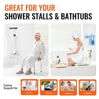 Silla de Ducha, Asiento de Ducha con Respaldo, Taburete de Ducha de Altura Ajustable, Silla de Ducha para Ducha Interior Bañera, Banco de Baño Antideslizante Silla de Baño para Ancianos Discapacit...