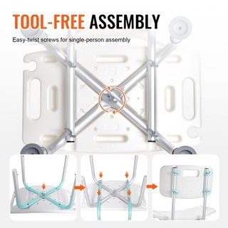 Silla de Ducha, Asiento de Ducha con Respaldo, Taburete de Ducha de Altura Ajustable, Silla de Ducha para Ducha Interior Bañera, Banco de Baño Antideslizante Silla de Baño para Ancianos Discapacit...