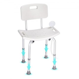 Silla de Ducha, Asiento de Ducha con Respaldo, Taburete de Ducha de Altura Ajustable, Silla de Ducha para Ducha Interior Bañera, Banco de Baño Antideslizante Silla de Baño para Ancianos Discapacit...
