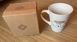 Taza con mensaje romántico y caja