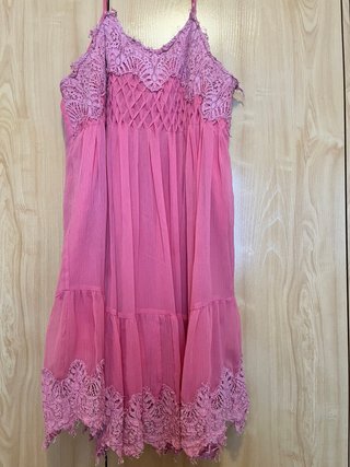 Vestido Pedro del Hierro Seda y Encaje Rosa