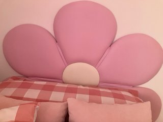 Cabezal Cama Flor 105 cm Rosa / Blanco