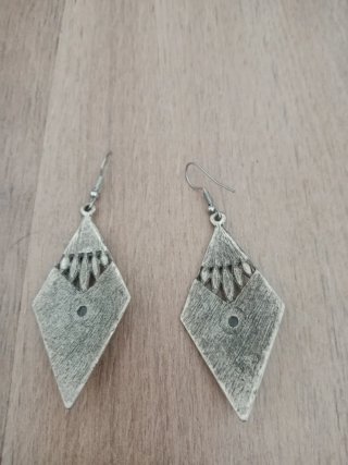 Pendientes largos vintage plata y negro