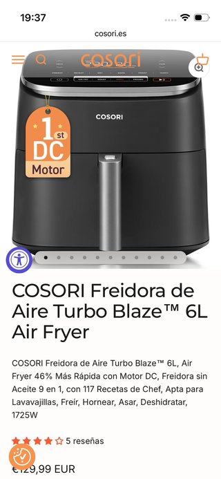 Freidora Aire Cosori Turboblaze 6L