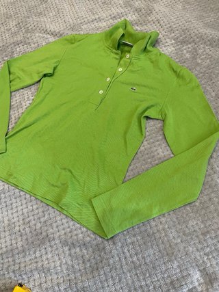 Polo Lacoste vintage anni '90 verde a manica lunga XS