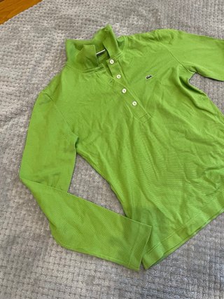 Polo Lacoste vintage anni '90 verde a manica lunga XS