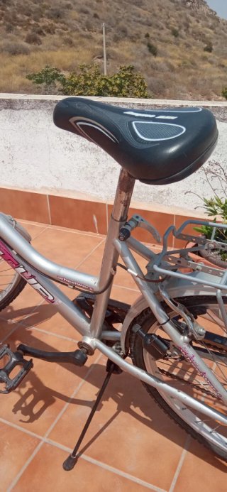Bicicleta de ciudad plateada con cesta