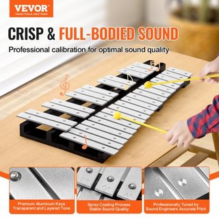 Kit de Campanas Glockenspiel de 30 Notas, Instrumento de Percusión con Maquetas, Palos de Tambor y Bolsa de Transporte, Conjunto Profesional de Instrumentos de Percusión Glockenspiel para Estudian...
