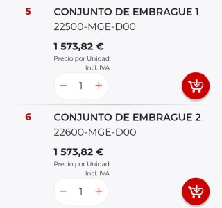 Embrague Honda vfr 1200 x dct