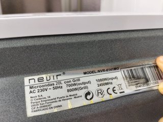 Microondas Grill Nevir Blanco