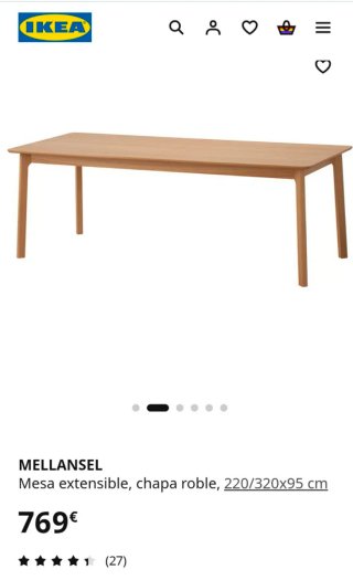 Mesa comedor extensible madera 180x100cm