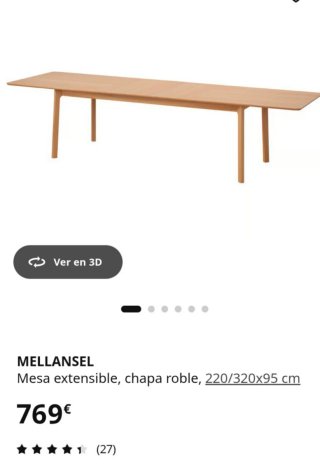 Mesa comedor extensible madera 180x100cm