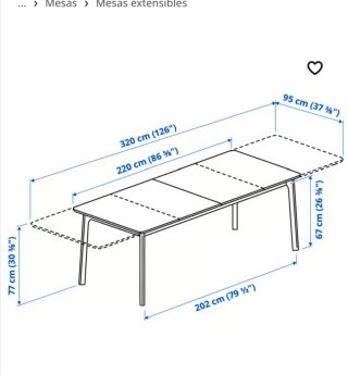Mesa comedor extensible madera 180x100cm
