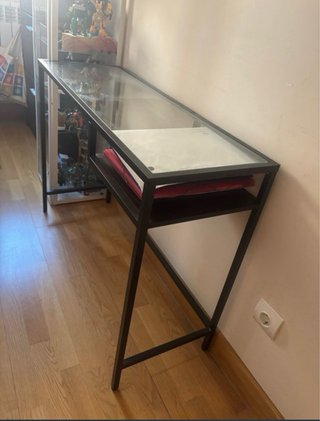 Escritorio Ikea Cristal y Metal Negro